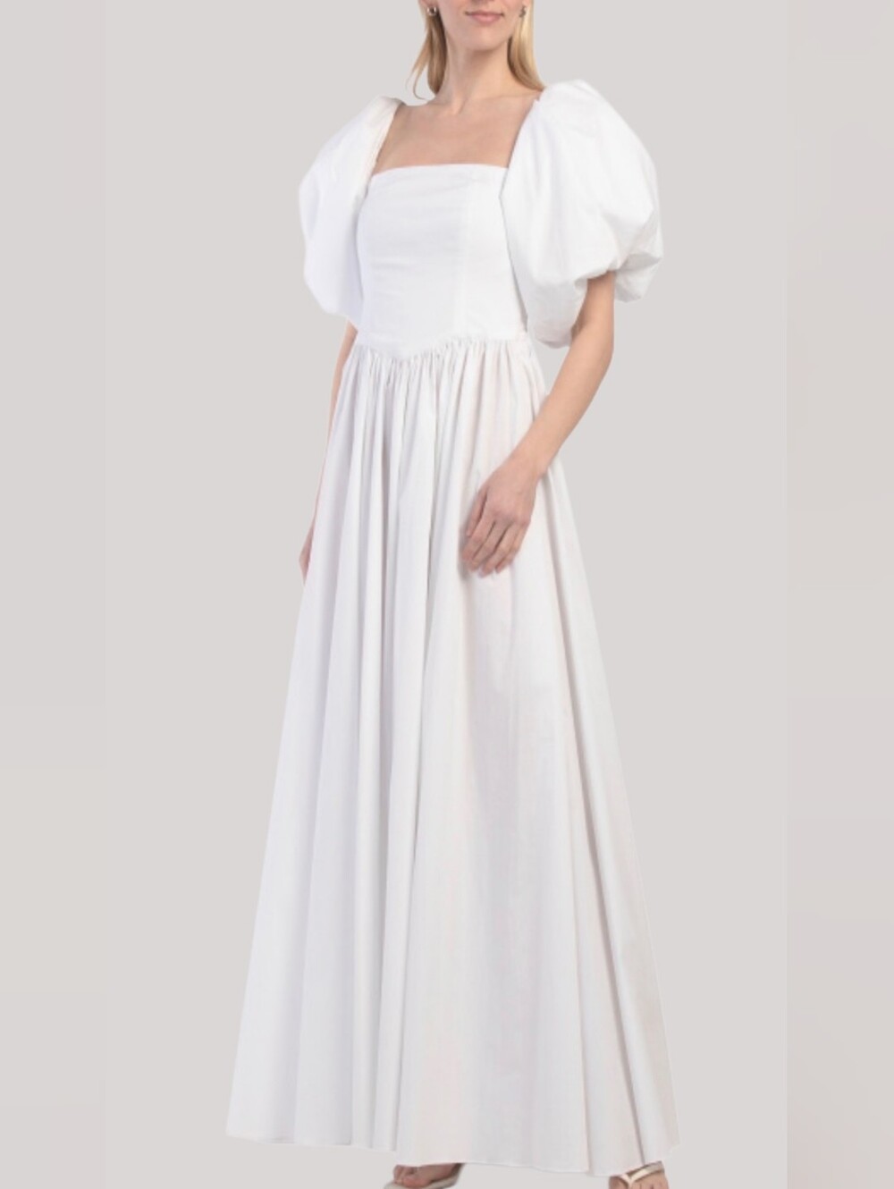 Caroline Constas NWT Christina Gown White Maxi Dress Puff Sleeve
